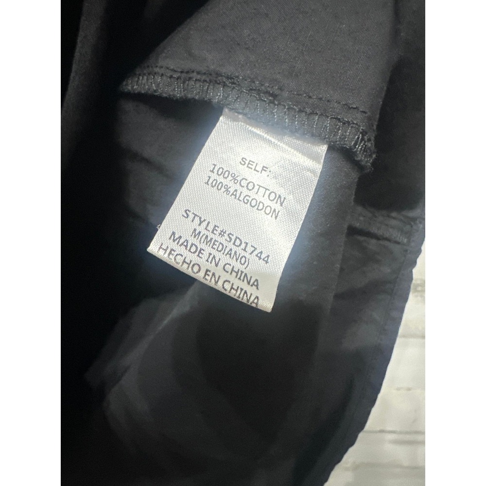 Gaudie Button Down Top Womens M Black Puff Sleeve Cotton Poplin EUC - Picture 3 of 4
